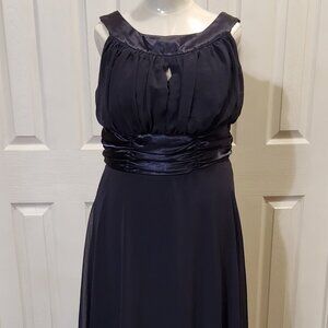 Semi-formal dress gauzy draping hem